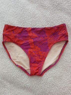 Garnet Hill Women’s Orange & Purple High-Waist Swim Bottoms